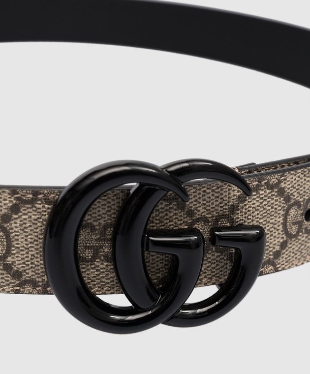 Gucci Black and Beige GG Marmont Belt Gucci Black GG Marmont Leather Belt Gucci main image 2