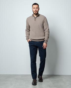 Cashmere&Whiskey Brown striped wool and cashmere jumper PL104