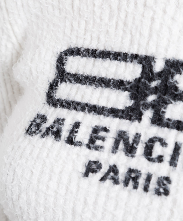 Balenciaga Pull cotele blanc avec logo contraste 706311T3250 acheter en ligne chez Symbol