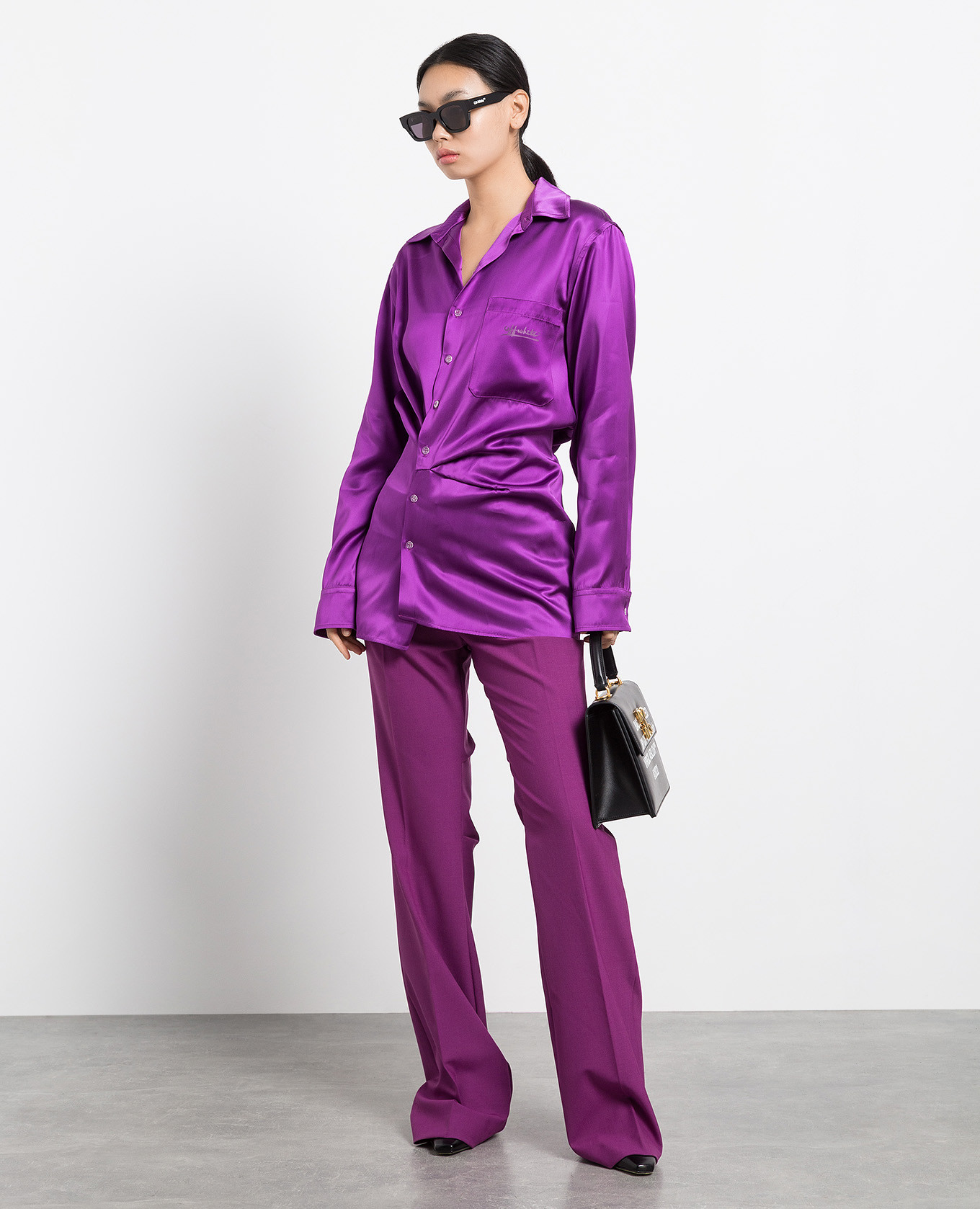Purple pants with logo patch Off-White 2