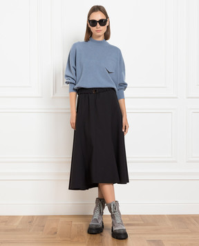 Brunello Cucinelli Blue cashmere jumper with monil chain M12186504P