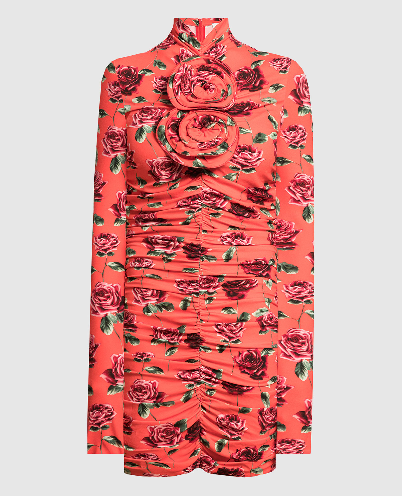 MAGDA BUTRYM 804425BURGUNDY 関税送料込 Magda Butrym - Czerwona mini sukienka w kwiatowy print z