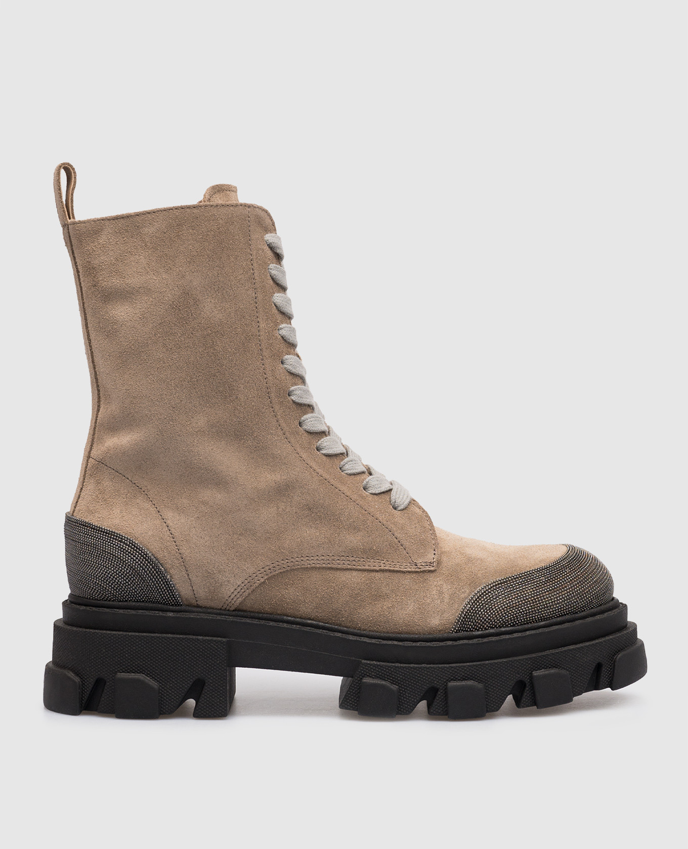 

Brown suede boots with monil chain Babe Pay Pls