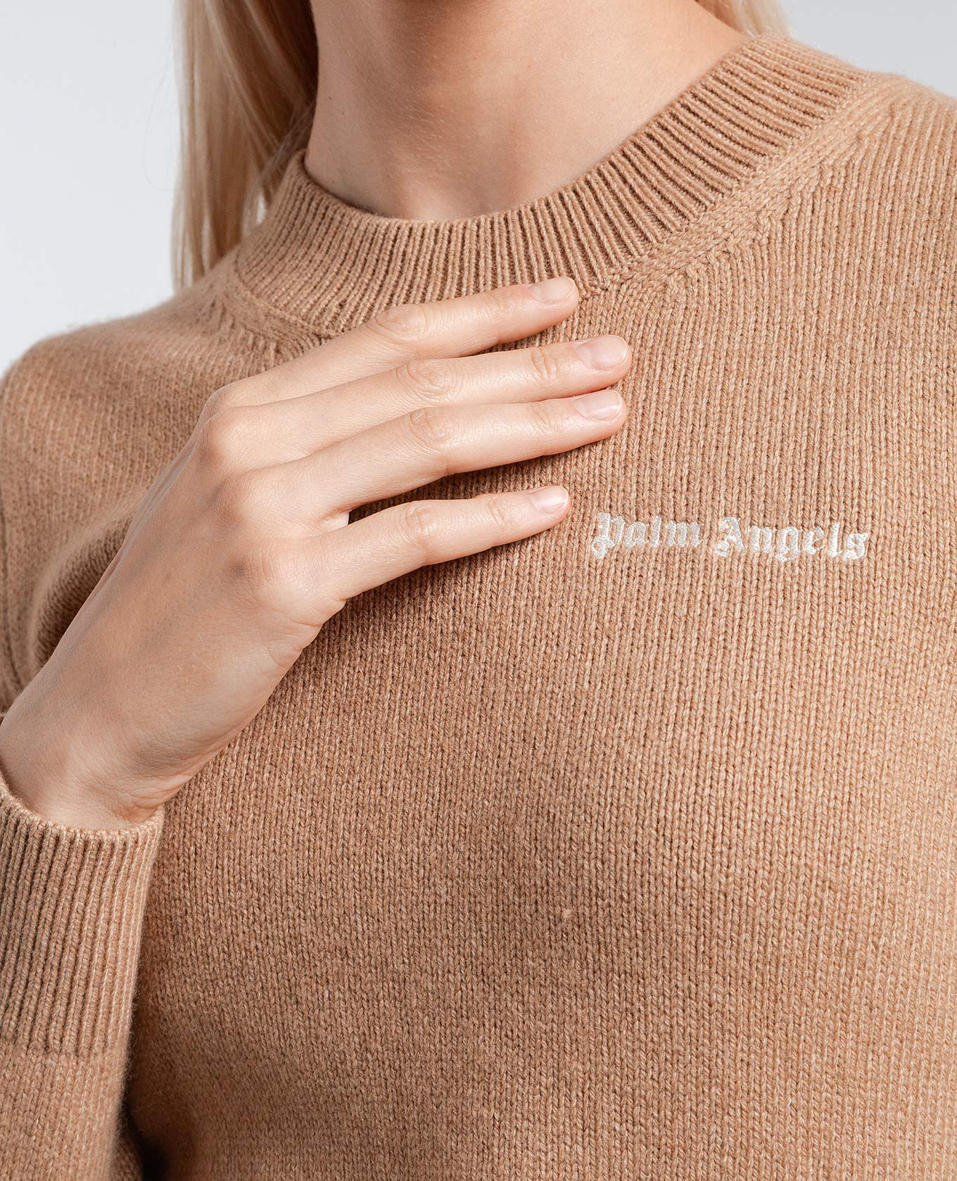 

Beige sweater with logo Palm Angels