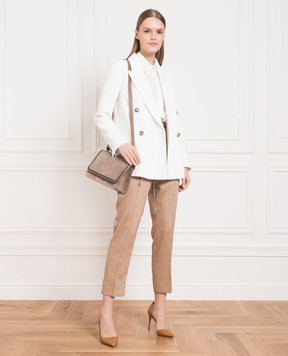Peserico High rise brown linen trousers P04166A05830
