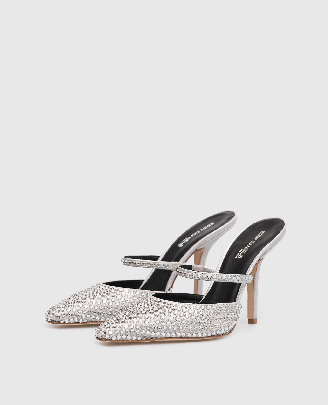 

Gray suede mules with Swarovski crystals Eddy Daniele, Grey