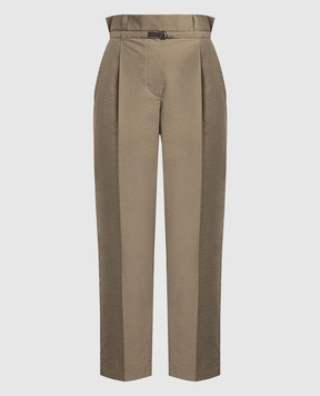 Brunello Cucinelli Khaki pants with monil chain M0F79P7461