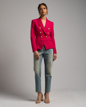 Balmain Pink double-breasted woolen jacket BF1SG008WC09