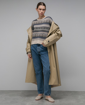 CO Beige sweater made of cashmere in a jacquard pattern 8143CMR