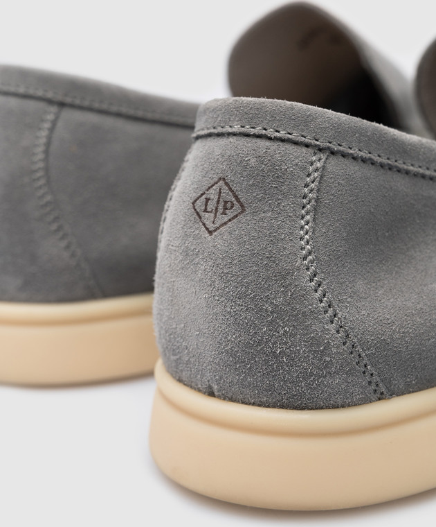 Loro Piana - Summer Walk gray suede slippers FAE8124 - shop with