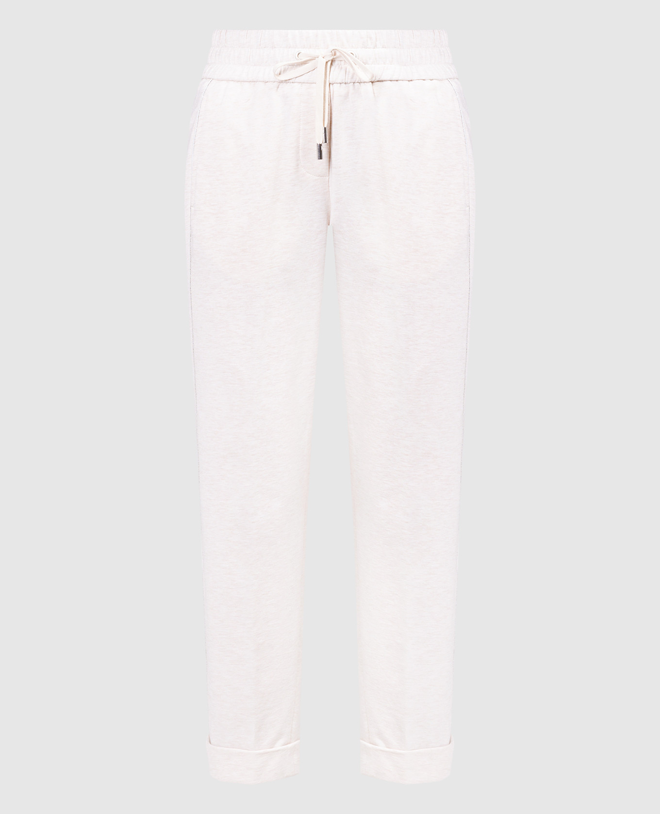 Beige melange pants with monil chain peserico