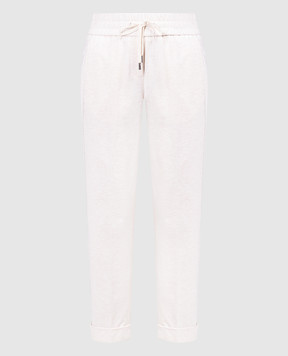 Peserico Beige melange pants with monil chain P04715J002379