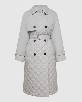Brunello Cucinelli Gray quilted trench coat with monil chain MH5049672