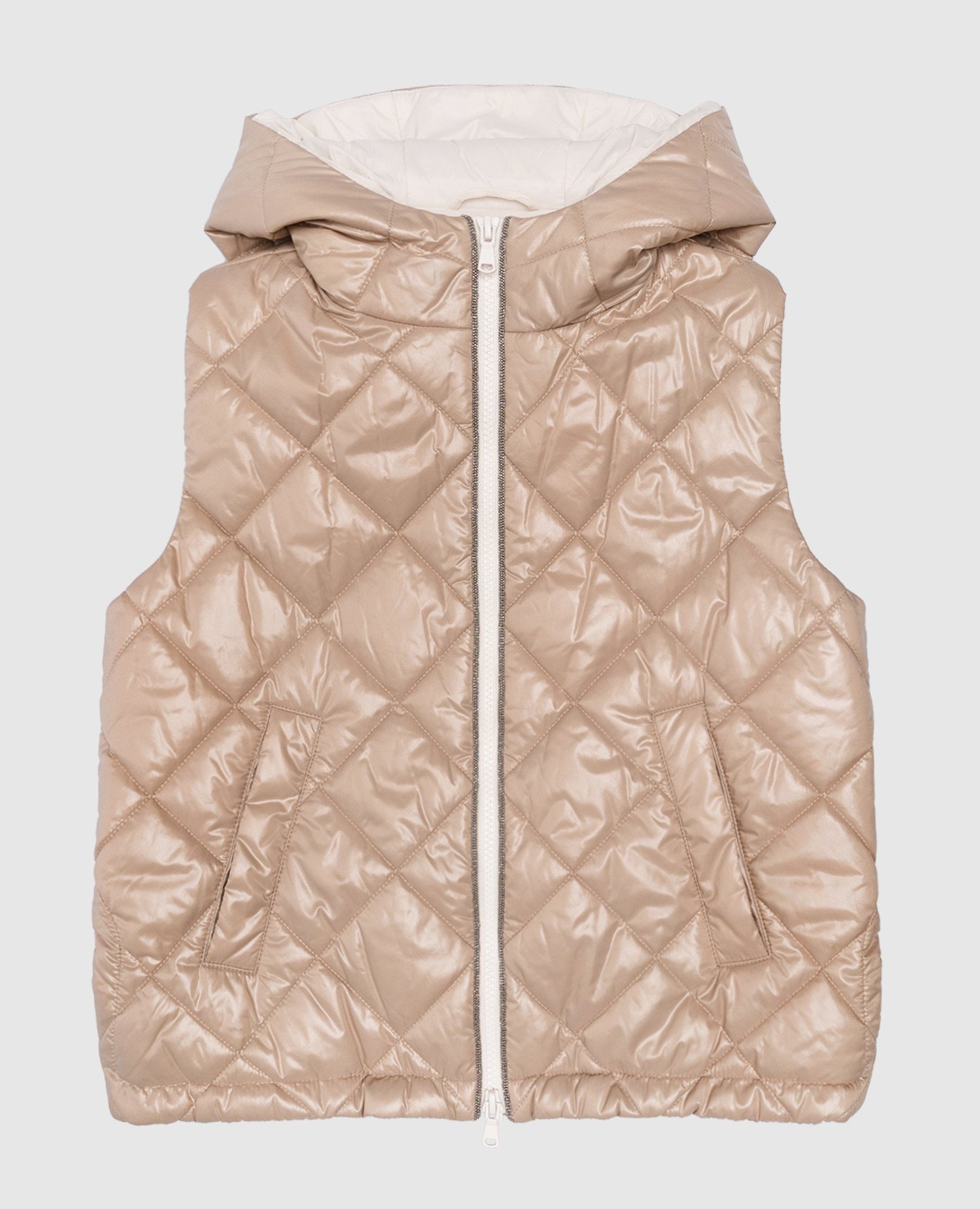 

Children's beige quilted vest with monil chain Brunello Cucinelli