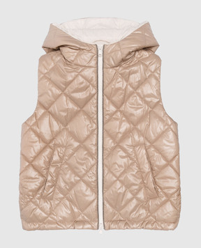 Brunello Cucinelli Children's beige quilted vest with monil chain BD553O001A