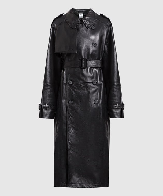 Vetements Black double breasted leather trench coat UA53CO450B buy with Netherlands delivery at Symbol