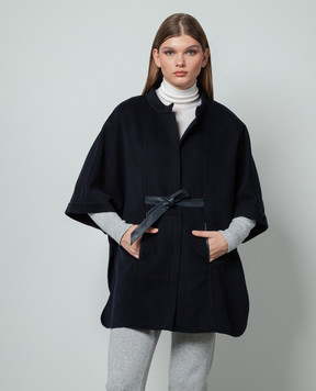 Enrico Mandelli Blue wool and cashmere cape A7D0503816