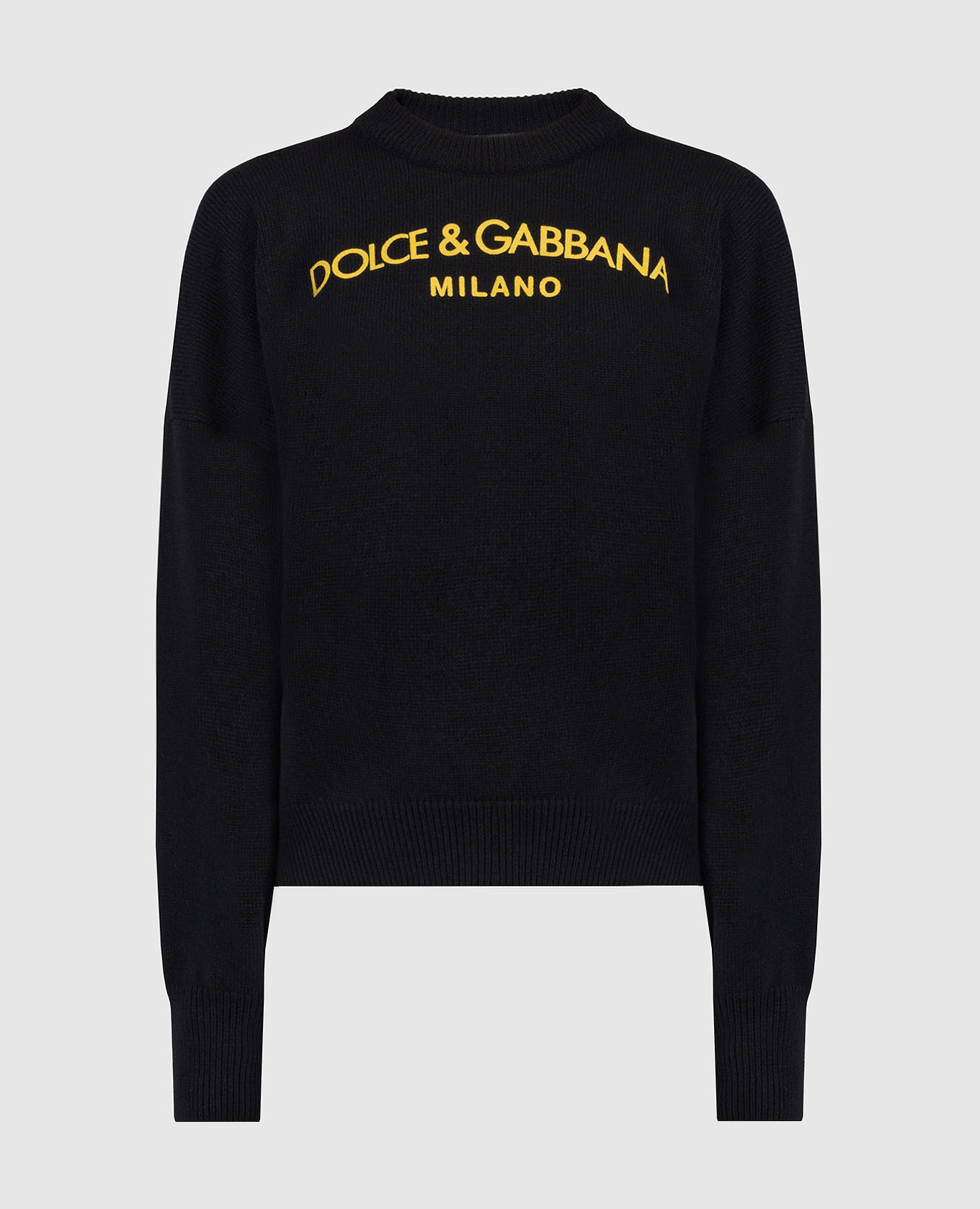 Black cashmere sweater with logo print dolce&gabbana