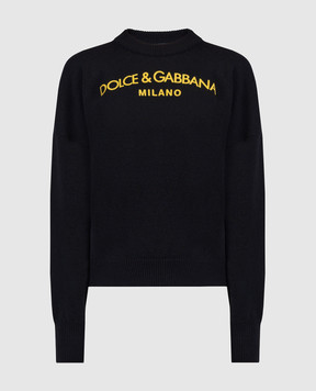 Dolce&Gabbana Black cashmere sweater with logo print FXW03TJAWX1