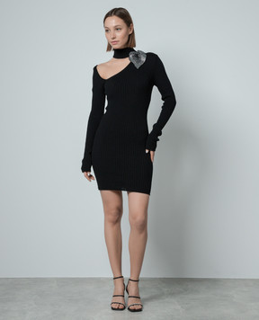 Giuseppe Di Morabito Milano Black dress with appliqué with crystals 02PSKN290F02079
