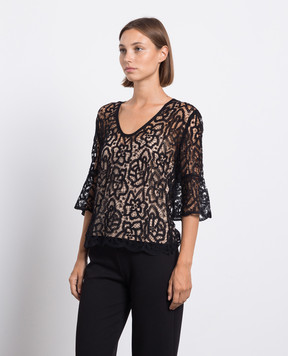 Twinset Black openwork lace blouse 232TP3083