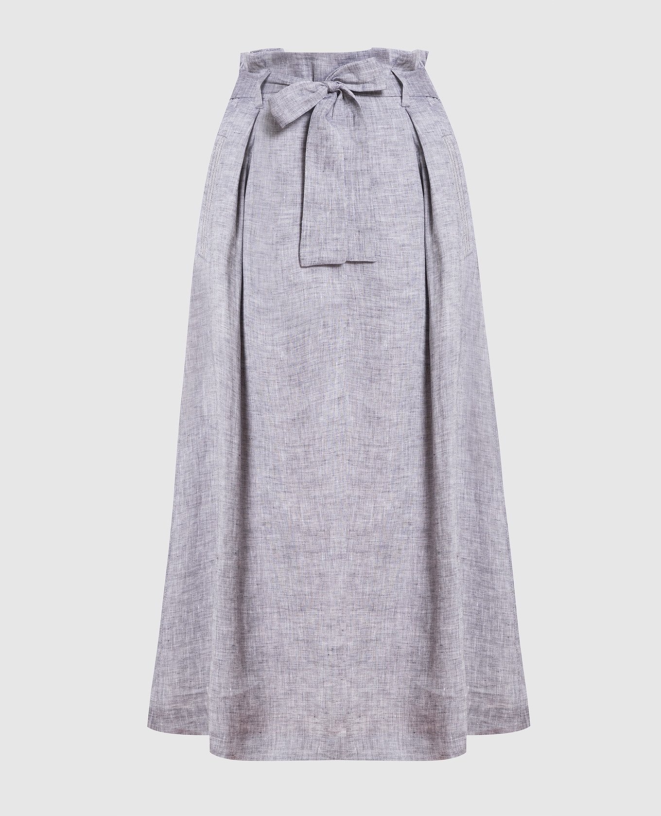 

Gray linen midi skirt with monil chain Peserico, Grey