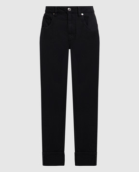 Brunello Cucinelli Black jeans with monil chain MPH43P5797