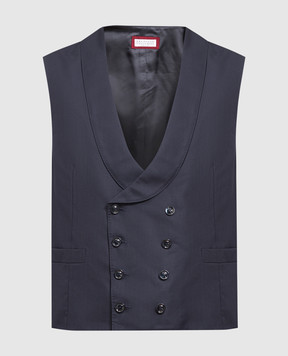 Brunello Cucinelli Navy blue wool and silk vest MF460S1994