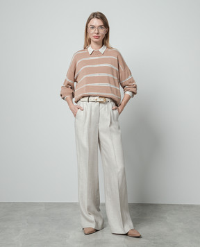 Peserico Brown striped jumper with lurex S99163F129056M