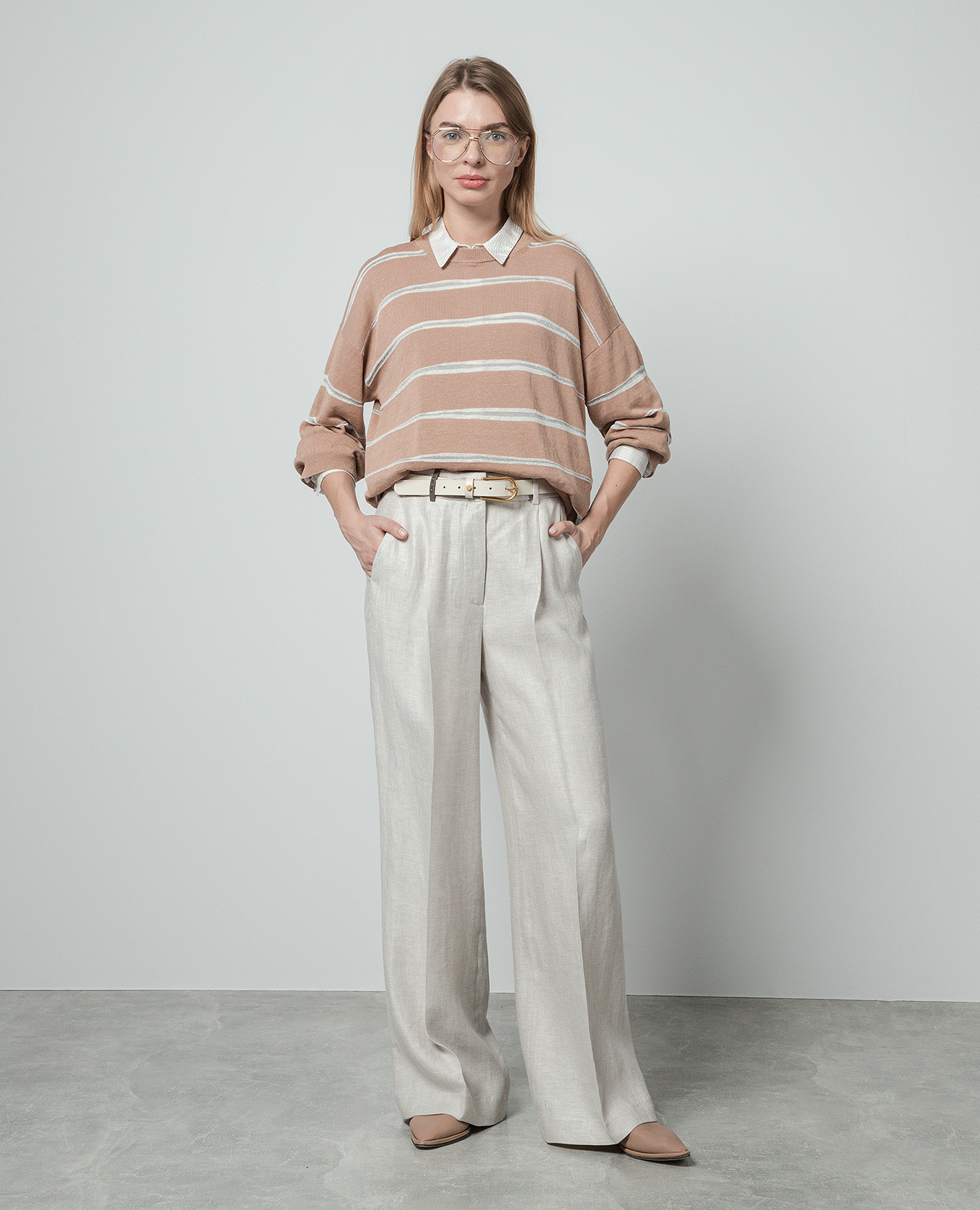 

Brown striped jumper with lurex Peserico