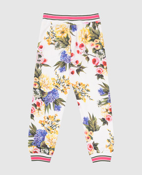 Dolce&Gabbana Children's white joggers in a floral print L5JPB1HS7N4812+