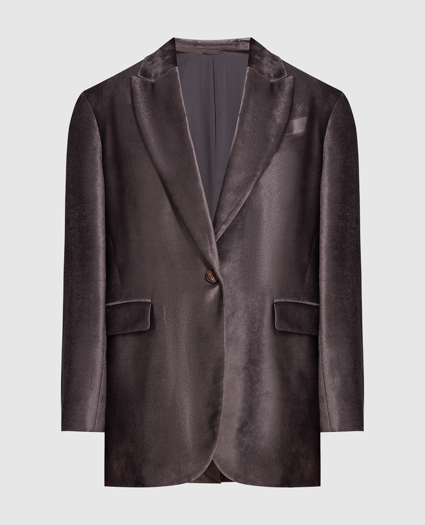 Charcoal jacket with monil chain brunello cucinelli