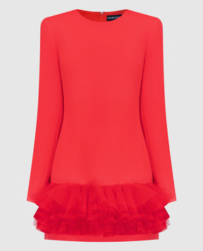 David Koma Red mini dress made of wool with frills AW23DK24DA