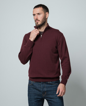 Cashmere&Whiskey Burgundy cashmere jumper with zipper 357N