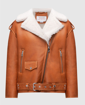 Babe Pay Pls Brown short sheepskin coat in the style of a cowhide 2106ДCURLY