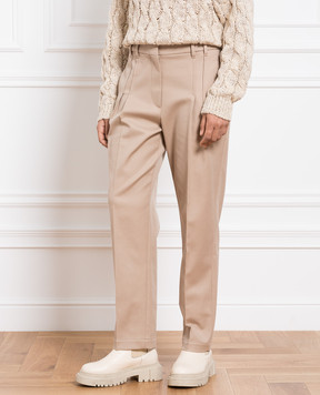 Brunello Cucinelli Beige pants with monil chain MP126P8423
