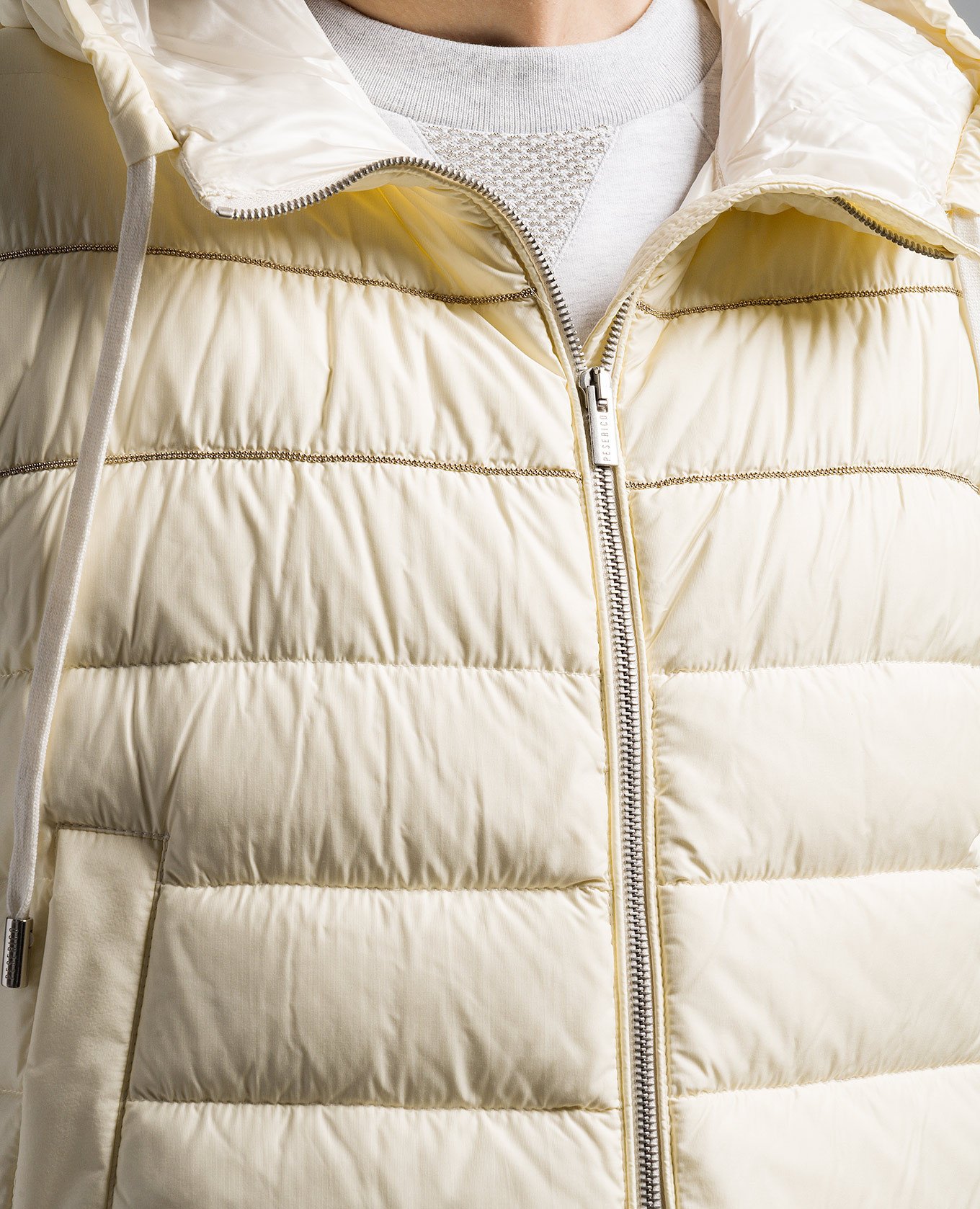 

Yellow down vest with monil chain Peserico