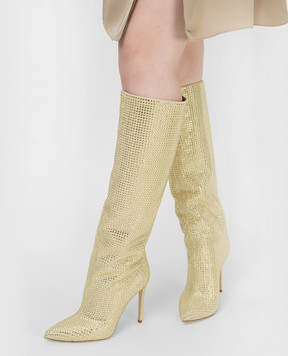 Paris Texas Gold-tone suede boots in crystals PX517XSACH