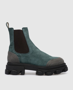 Babe Pay Pls Green suede chelsea boots with monil chain 762