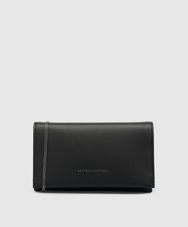 Brunello Cucinelli - Black leather clutch with logo