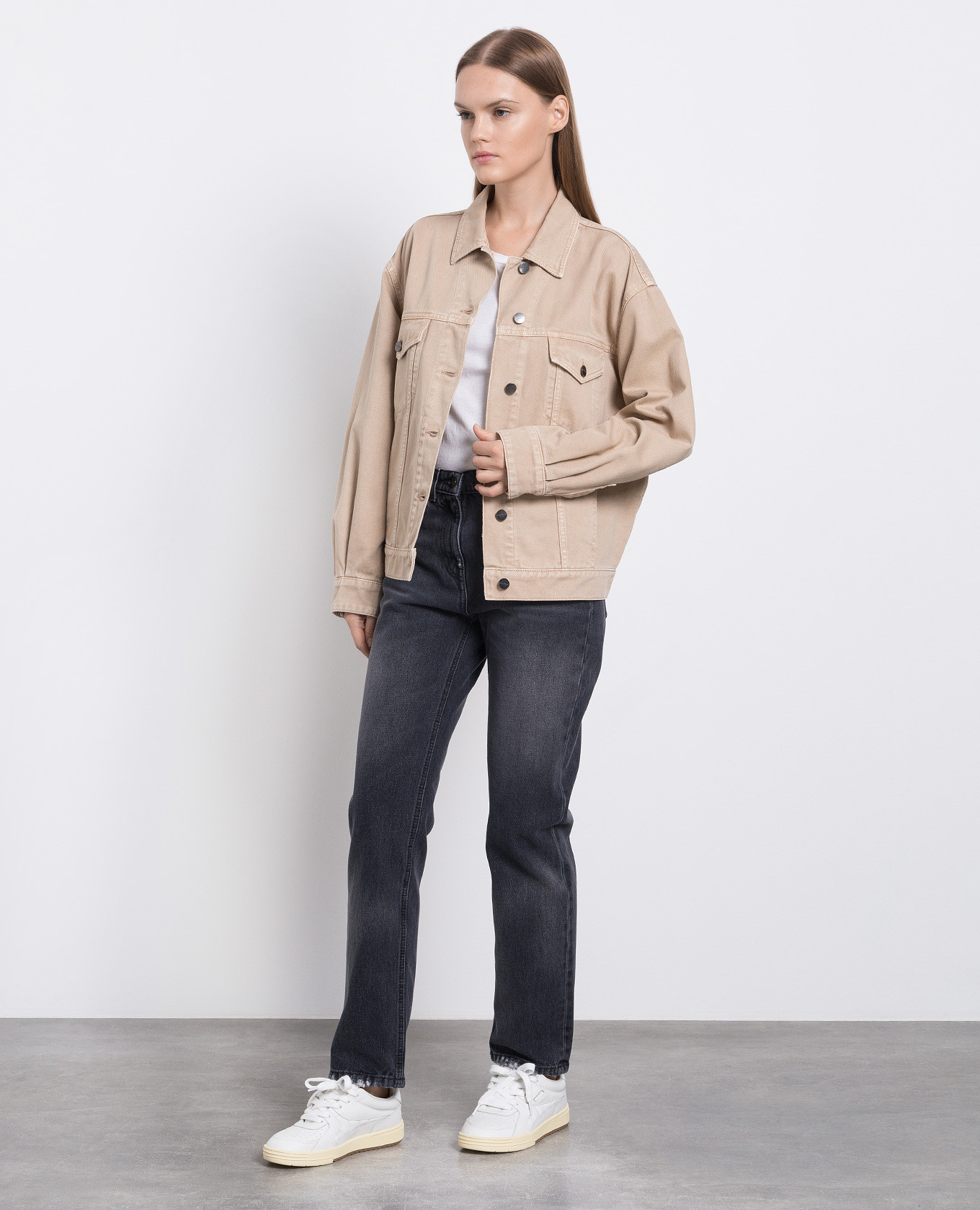 Gray jeans with logo patch Palm Angels 2