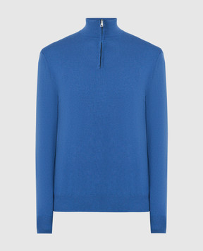 Cashmere&Whiskey Blue cashmere jumper with zipper 357N