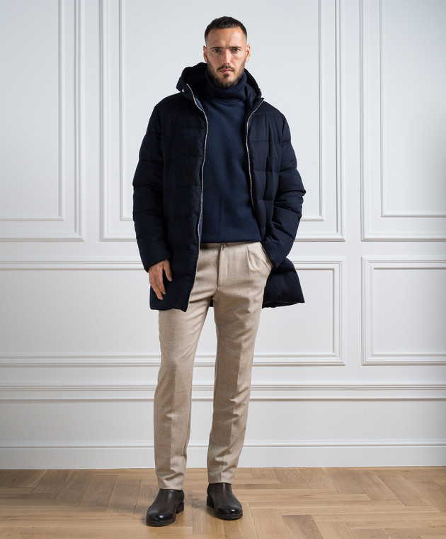 Enrico Mandelli - Blue cashmere down jacket A7T7694816 - shop with