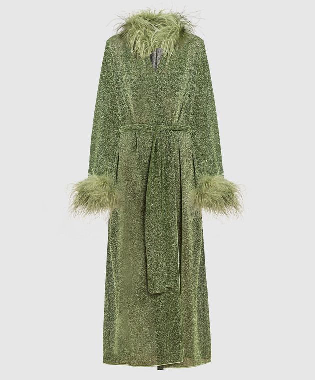 oseree green feather dress Oseree - Lumiere Plumage green robe with lurex and ostrich feathers LFS238LUREXPLUMAGE