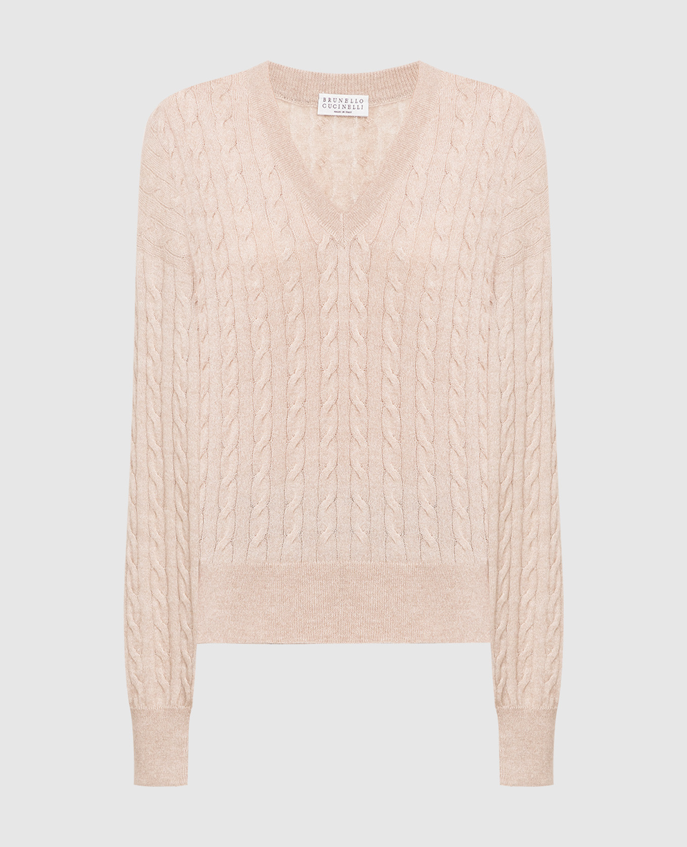 

Beige pullover with monil chain Brunello Cucinelli, Бежевый