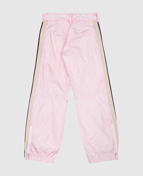 Palm Angels Children's pink insulated joggers with stripes and logo PGKF001F23FAB001