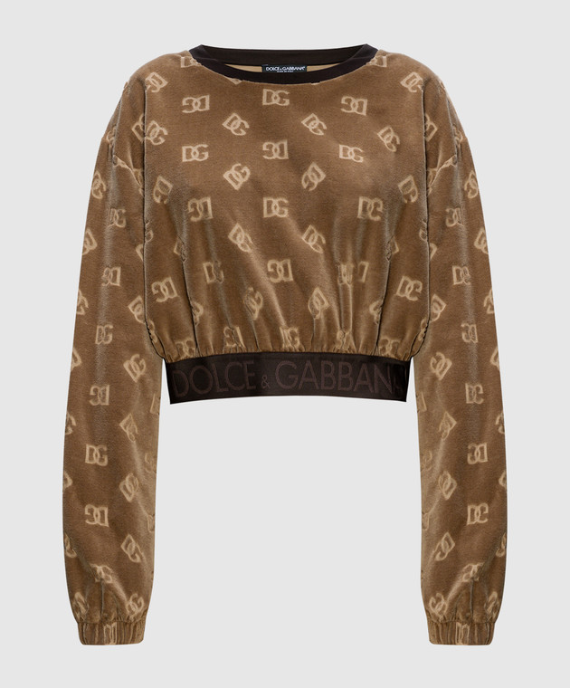 Dolce&Gabbana - Brown logo monogram sweatshirt F9R09TFJ7DL - shop