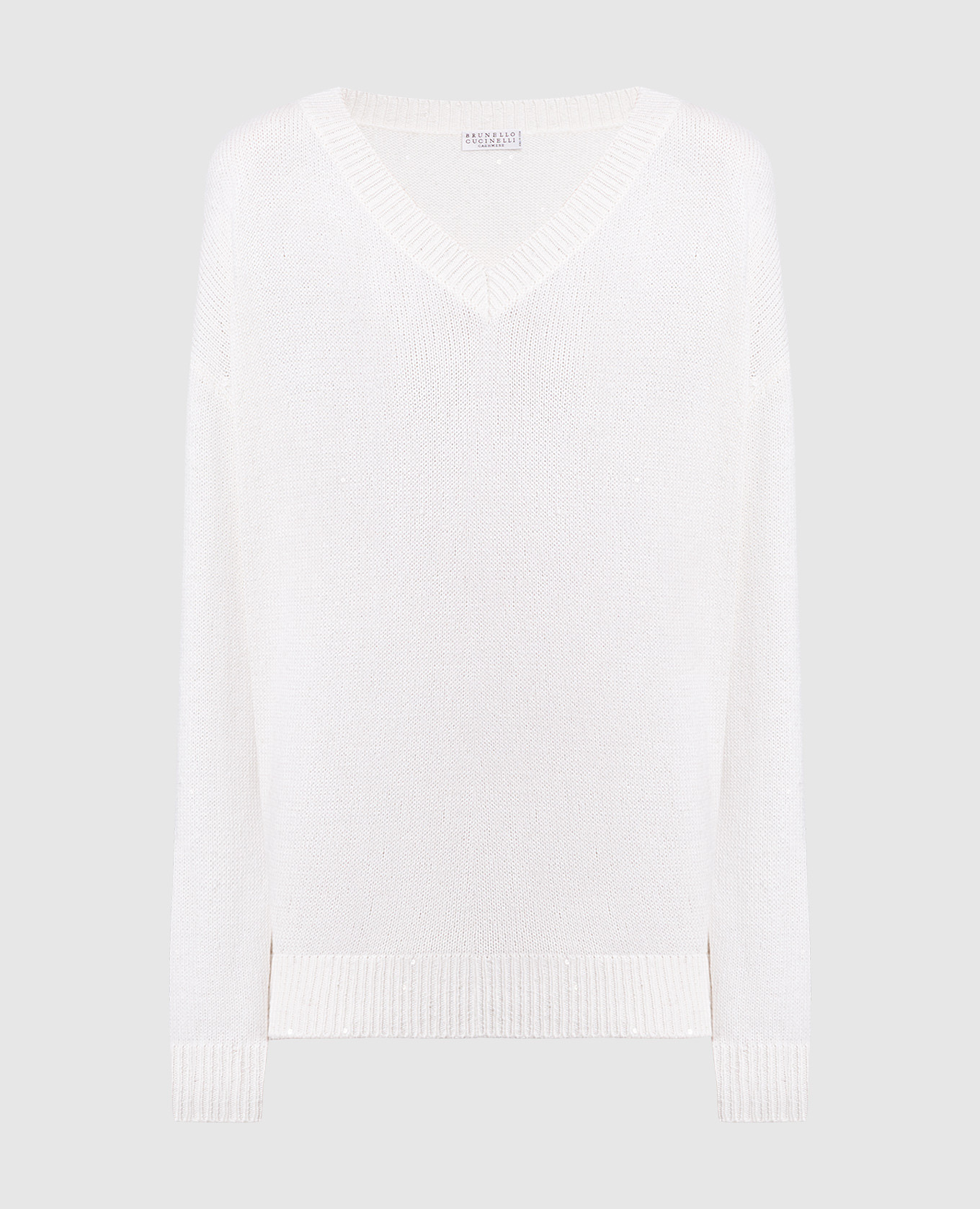 

White cashmere and silk pullover with sequins Brunello Cucinelli, Белый