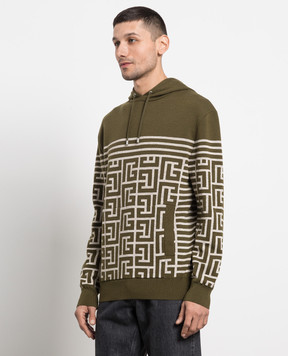 Balmain Khaki monogram pattern jumper AH1JR070KD54