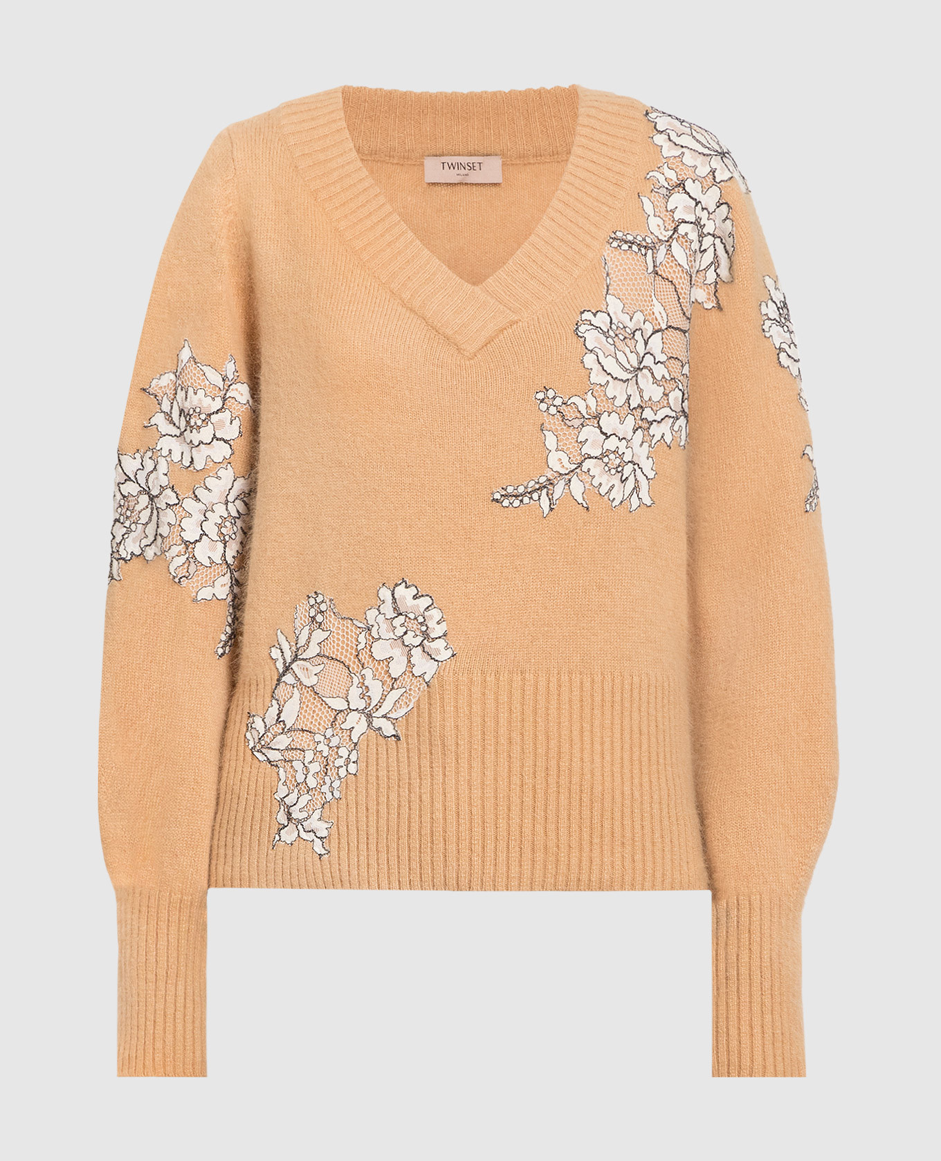 

Brown pullover with appliqué Twinset